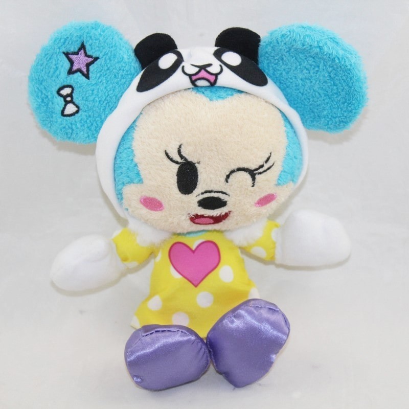 Peluche Minnie DISNEY NICOTOY Tokyo Panda Robe Jaune Coeur 20 Cm