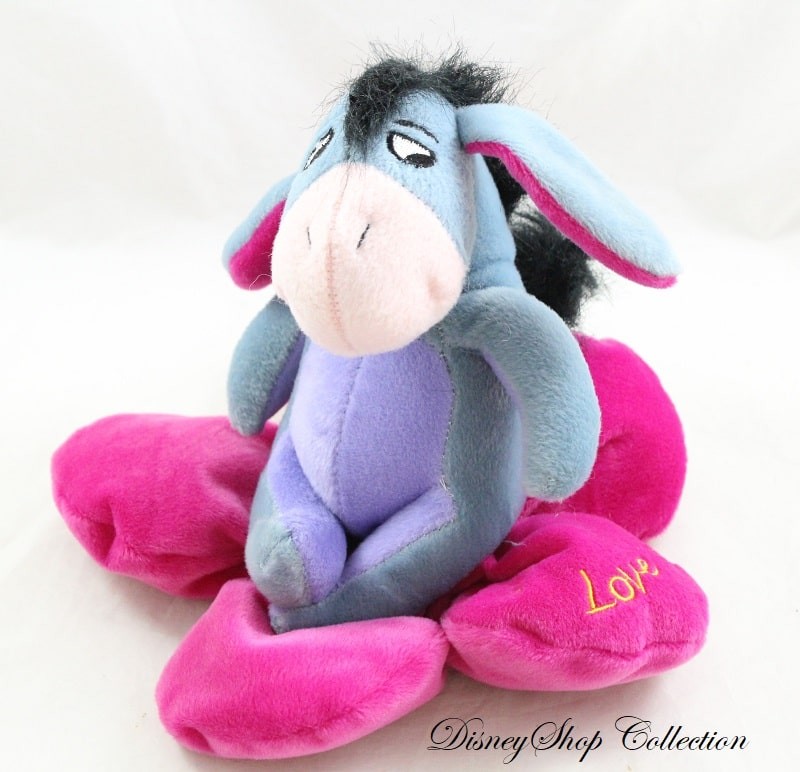 Peluche âne Bourriquet DISNEY NICOTOY fleur violet rose I Love You