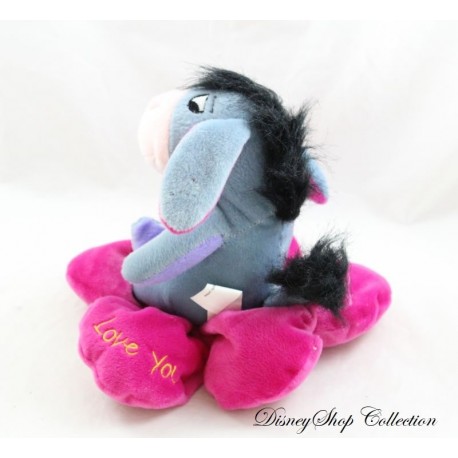 Peluche âne Bourriquet DISNEY NICOTOY fleur violet rose I Love You