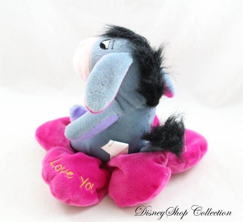 Peluche âne Bourriquet DISNEY NICOTOY fleur violet rose I Love You