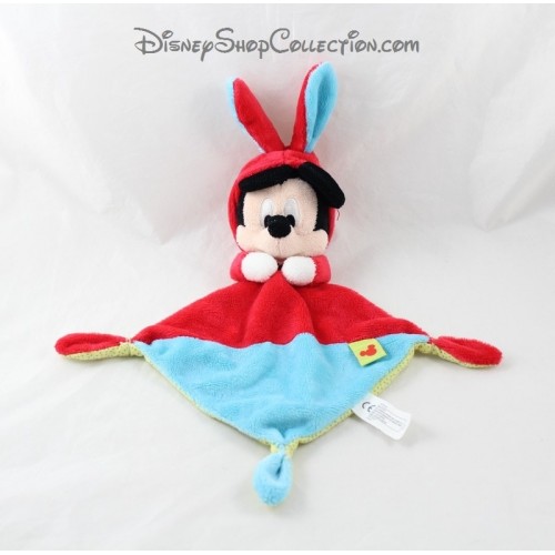 Doudou Plat Mickey Disney Nicotoy D Guis En Lapin Capuche Bleu Rou