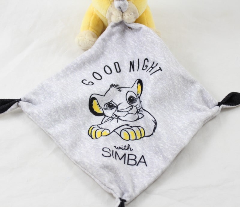 DOUDOU LION SIMBA AVEC MOUCHOIR GRIS ''GOOD NIGHT'' WITH SIMBA' DISNEY BABY  / SIMBA TOYS