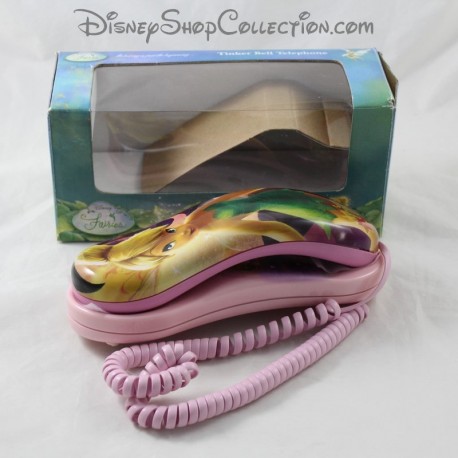 Teléfono fijo real DISNEY Hada con cable campana rosa 22 cm