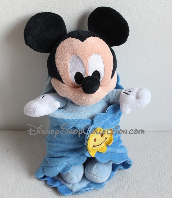 Peluche Mickey Disneyland Paris Couverture Bleu Soleil Bebe 38 Cm