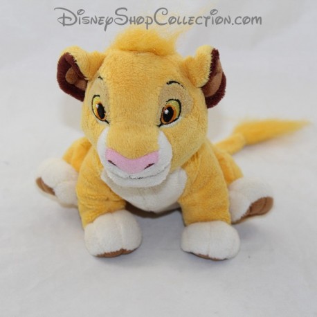 Peluche lion Simba DISNEY STORE Le Roi Lion beige jaune billes 18 cm