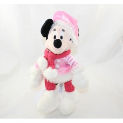 Peluche Minnie DISNEYLAND PARIS tenue rose hiver gant blanc neige 28 cm