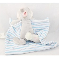 Doudou lapin Pan Pan DISNEY STORE layette bleu blanc rayé mouchoir Panpan 36 cm