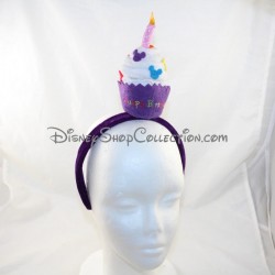 Serre-tête cupcake DISNEYLAND PARIS Headband anniversaire bougie violet Disney 26 cm