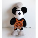 Topolino Peluche DISNEYLAND PARIS Battello a vapore Willie Bianco e Nero Mickey Commander 48 cm