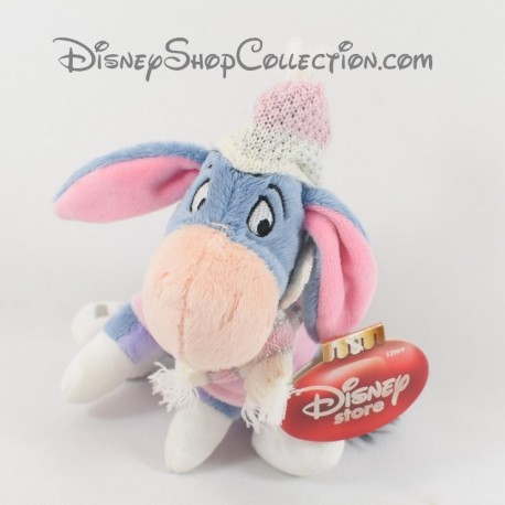 Peluche Bourriquet DISNEY STORE maglione invernale sciarpa rosa cappuccio di Natale NEUF 18 cm