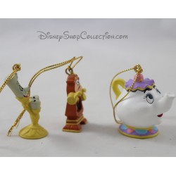 Lot de 3 mini ornements DISNEY La belle et la bête Lumière, Big Ben, Mrs Samovar