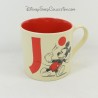 Mug Mickey DISNEYLAND PARIS letter J ceramic cup beige red