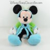 Peluche Mickey DISNEY PTS SRL peignoir robe de chambre bleu vert 43 cm