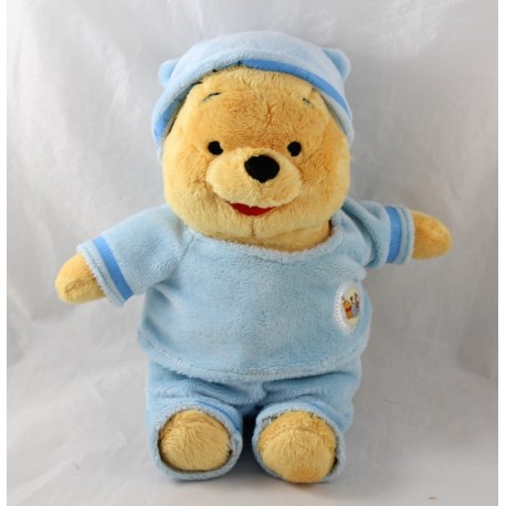 Peluche Winnie l'ourson DISNEY NICOTOY pyjama bleu bonnet 27 cm