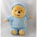 Peluche Winnie l'ourson DISNEY NICOTOY pyjama bleu bonnet 27 cm