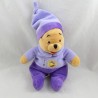 Peluche de Winnie the Pooh Pijama DISNEY NICOTOY y gorro de dormir morado 20 cm