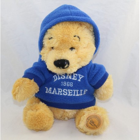 Peluche Winnie l'ourson DISNEY STORE sweat bleu Disney 1966 Marseille 26 cm