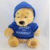 Peluche Winnie l'ourson DISNEY STORE sweat bleu Disney 1966 Marseille 26 cm