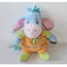 Doudou Plat Ours Winnie L'ourson DISNEY STORE satin rose "Lots of love Pooh & friends"