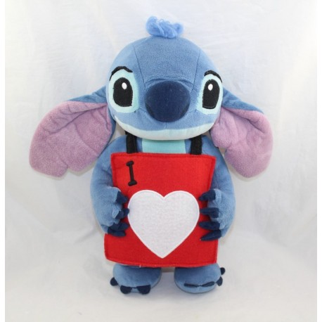 Peluche Stitch DISNEYLAND PARIS Lilo e Stitch I love you segno del cuore 30 cm