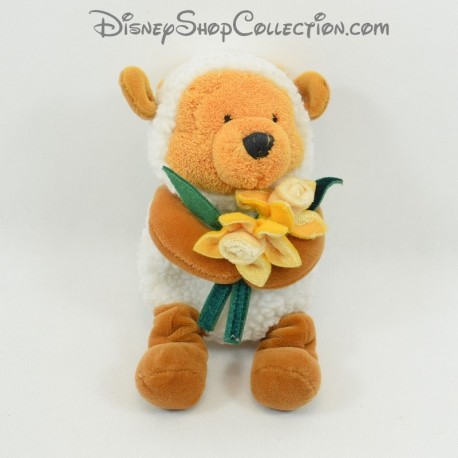 Peluche Winnie il pooh DISNEY STORE travestito da pecora con narcisi celebra St David 20 cm