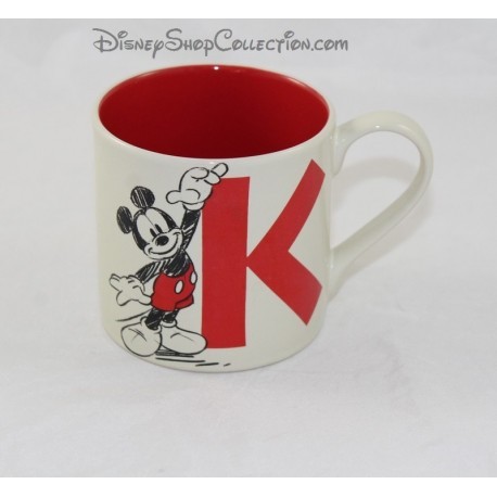 Mickey DISNEYLAND PARIS Brief K Rot Beige Keramik Tasse Becher