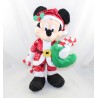 Peluche Mickey DISNEYLAND PARIS Noël chaussette verte sucre d'orge Père Noël 37 cm