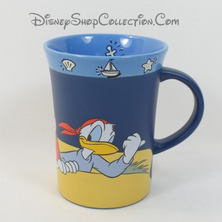 Mug top Mickey y Donald DISNEY STORE azul playa tinta marina 12 cm