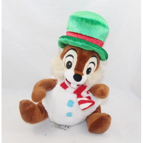 Peluche Tic et Tac DISNEY STORE ardilla navideña Tic bola sombrero verde 20 cm