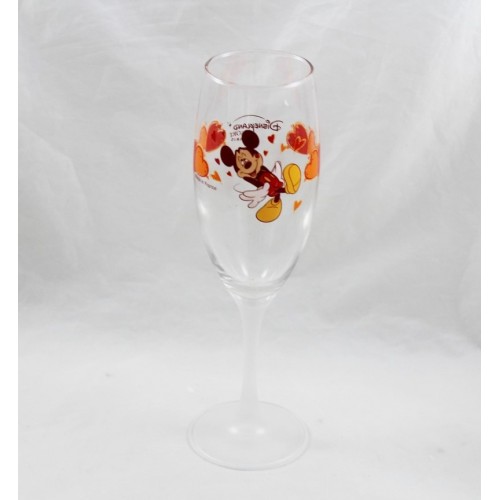 Flûte à champagne Mickey DISNEYLAND RESORT PARIS verre coeurs 19 cm...