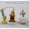 Lot de 3 mini ornements DISNEY La belle et la bête Lumière, Big Ben, Mrs Samovar