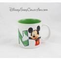 Taza Mickey DISNEYLAND PARIS letra N verde blanco taza de cerámica