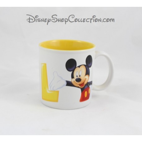 Mug Mickey DISNEYLAND PARIS lettre L tasse céramique blanc jaune