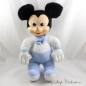 Vecchio peluche Mickey DISNEY blu bianco pois blu vintage viso vinile 40 cm