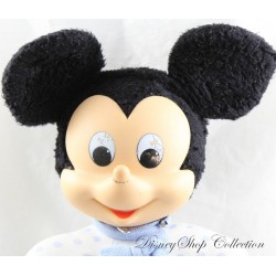 Vecchio peluche Mickey DISNEY blu bianco pois blu vintage viso vinile 40 cm