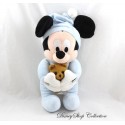 Peluche musicale Mickey DISNEYLAND PARIS pyjama bleu avec son ourson Disney 25 cm