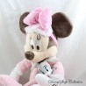 Peluche Minnie DISNEY STORE accappatoio rosa con coccolone grigio coniglio 40 cm