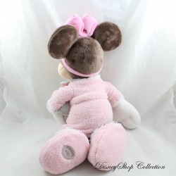 Peluche Minnie DISNEY STORE peignoir rose avec doudou lapin gris 40 cm