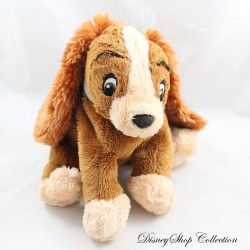 Peluche chienne Lady DISNEY La Belle et le clochard marron collier bleu 24 cm