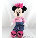 Peluche Minnie DISNEYLAND RESORT PARIS camiseta vaqueros rosa bordado flores 36 cm