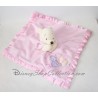 Doudou Plat Ours Winnie L'ourson DISNEY STORE satin rose "Lots of love Pooh & friends"