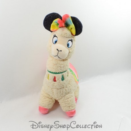 Peluche lama Minnie DISNEY Nicotoy beige rose vert 48 cm