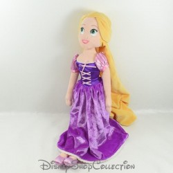 Poupée peluche Raiponce DISNEY STORE robe mauve princesse chevelure blonde 51 cm