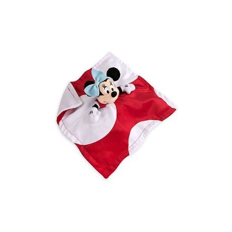 Doudou plat Minnie DISNEY STORE rouge blanc noeud bleu 32 cm