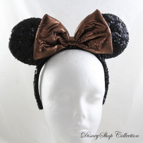 Minnie DISNEY PARKS Diadema Minnie Mouse Orejas Lentejuelas Negro Marrón