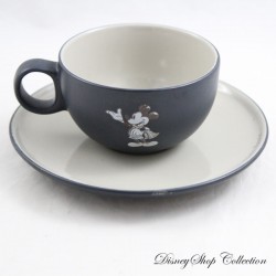 Taza de café Mickey DISNEYLAND RESORT PARIS platillo de cerámica gris negro