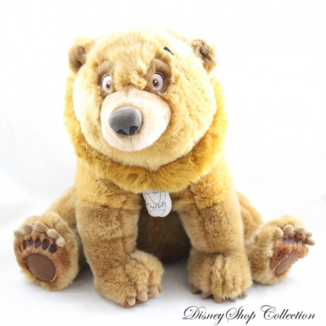 Peluche ours Kenaï DISNEY STORE Frère des Ours marron médaillon 34 cm