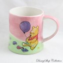 Mug Winnie l'ourson DISNEY STORE pastel rose vert ballons évasé sur le bas 9 cm