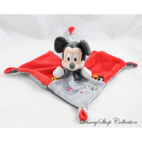 Doudou plat Mickey DISNEY NICOTOY Hello Star Pluto rouge gris noir