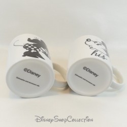 Set of 2 Mickey Minnie mugs DISNEY Hers and His white kiss 10 cm